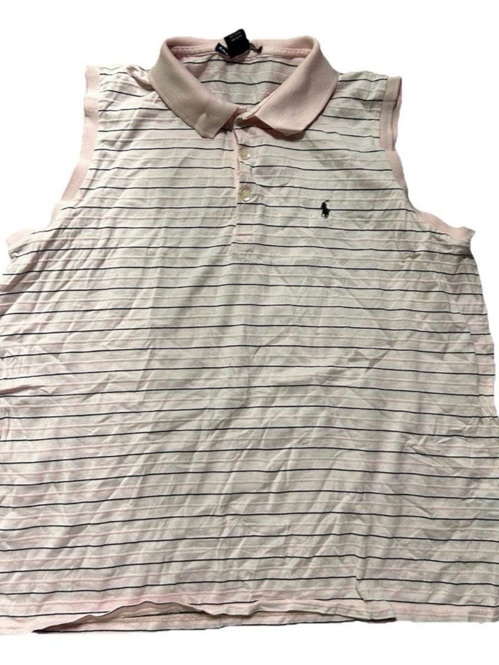 Women’s Ralph Lauren Golf Pink Black Striped Polo Tank Top Size XL
